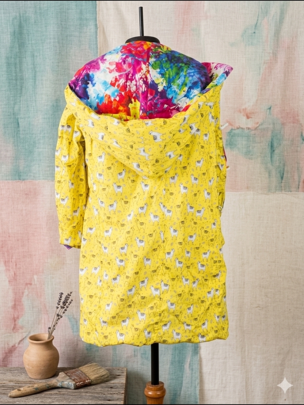 HANDMADE Reversible Coat - S/M - Unique Tie-Dye/Alpaca Pattern - Picture 2 of 9